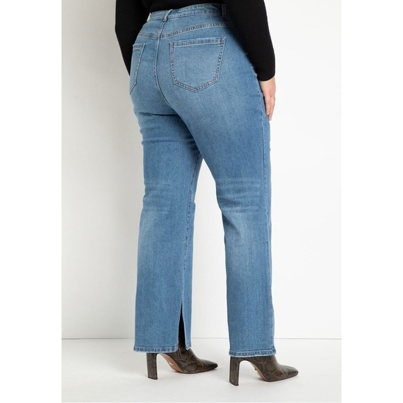 Eloquii Gena Fit Split Inseam Hem Straight Leg Jean - Medium Wash - Picture 3 of 8